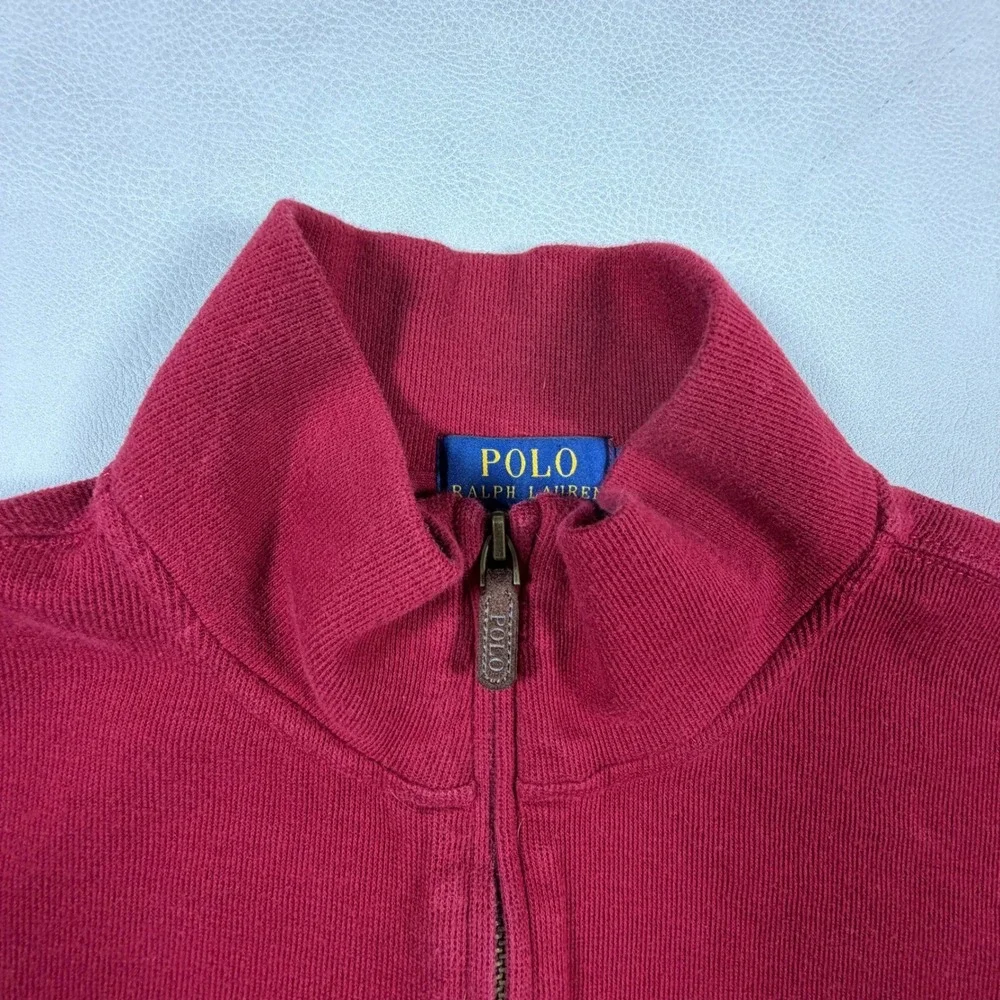 Polo Ralph Lauren Mens Large Estate Rib Quarter Zip‎ Pullover Burgundy Red Pony